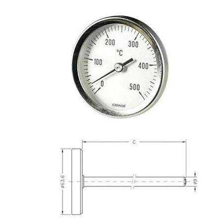 PIROMETRO BIMETALLICO 0-500Â° L.15 CM