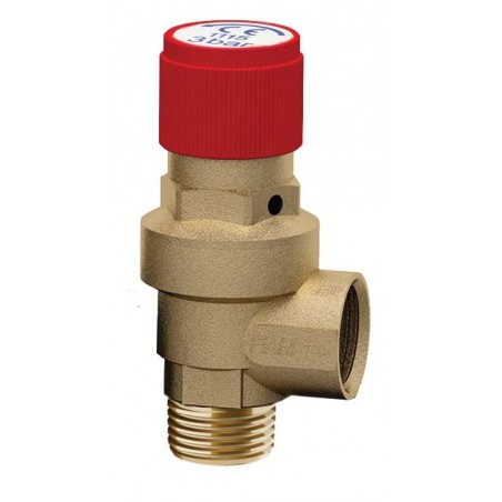 VALVOLA DI SICUREZZA GIALLA 8 BAR 1/2' MASCHIO X 3/4' FEMMINA